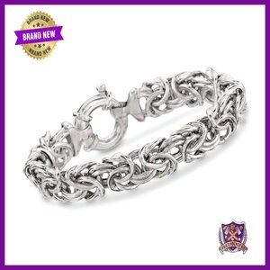 Italian Sterling Silver Byzantine Bracelet 8" Link Chain 25.3g